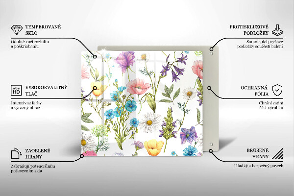 Cache plaque de cuisson Illustration de fleurs