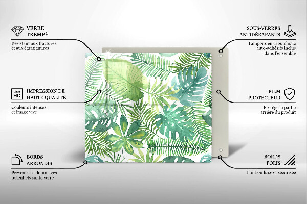 Cache plaque de cuisson Feuilles de boho aquarelle