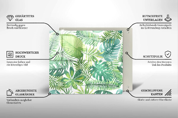 Cache plaque de cuisson Feuilles de boho aquarelle