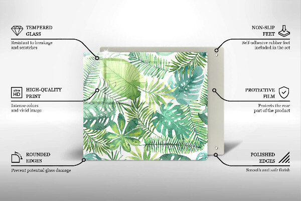 Cache plaque de cuisson Feuilles de boho aquarelle