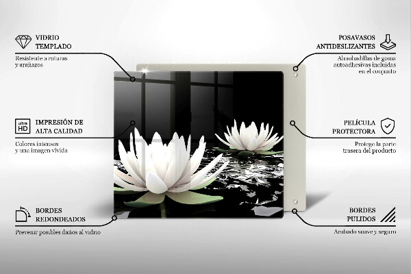 Cache plaque de cuisson Lys blancs sur l'eau