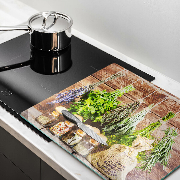 Cache plaque de cuisson Herbes épices et bois