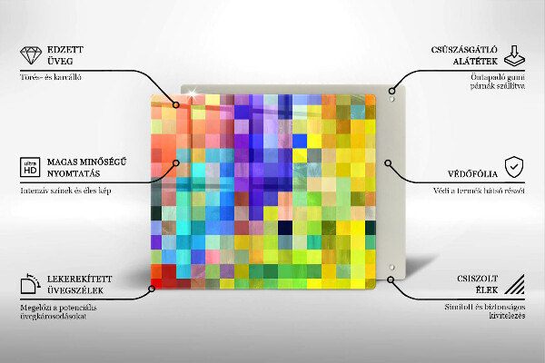 Cache plaque de cuisson Carrés de pixels colorés