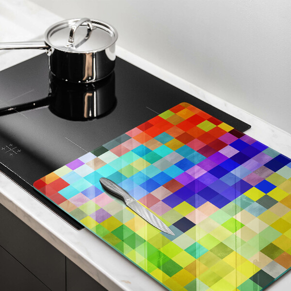Cache plaque de cuisson Carrés de pixels colorés