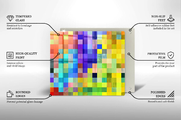 Cache plaque de cuisson Carrés de pixels colorés
