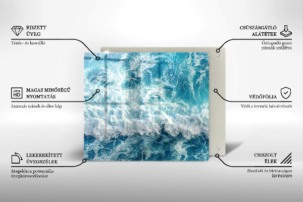 Cache plaque de cuisson Vagues d'eau de mer