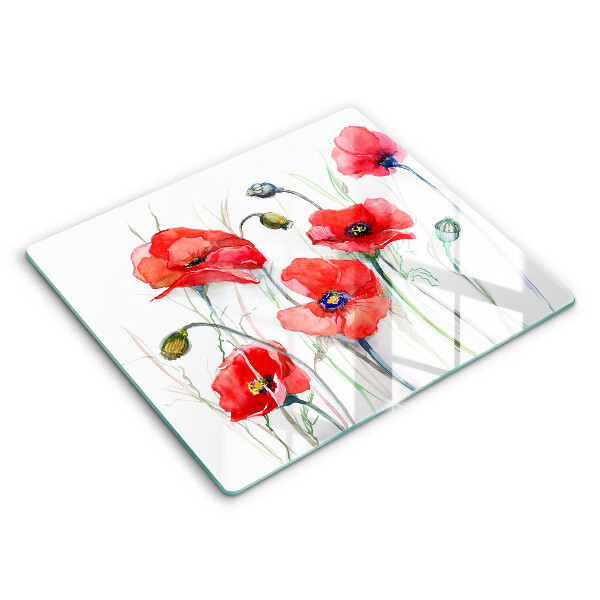 Cache plaque de cuisson Fleurs de coquelicots rouges