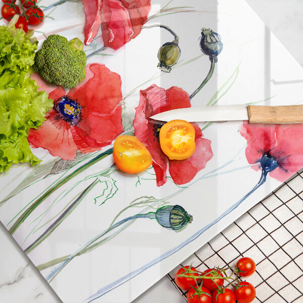 Cache plaque de cuisson Fleurs de coquelicots rouges