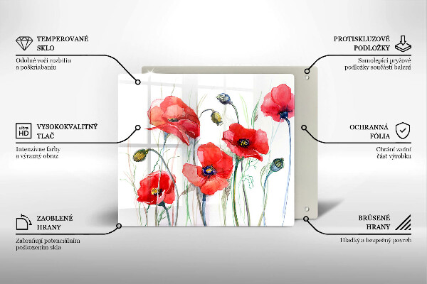 Cache plaque de cuisson Fleurs de coquelicots rouges