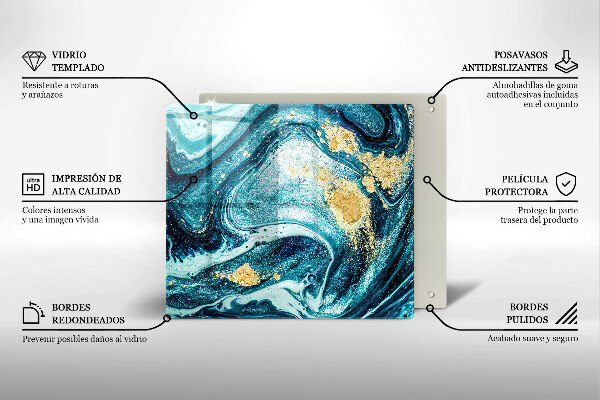 Protection plaque induction Abstraction d'or bleu