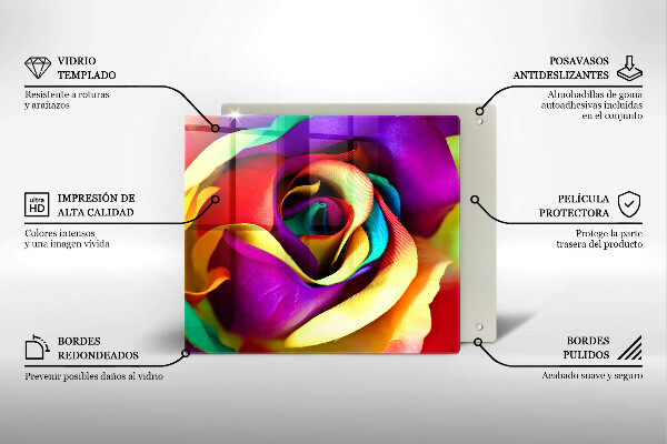 Cache plaque de cuisson Pétales de roses colorées