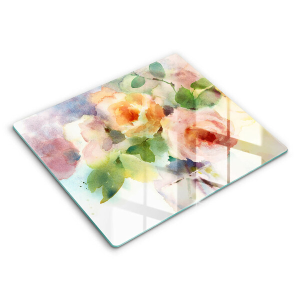 Cache plaque de cuisson Fleurs peintes