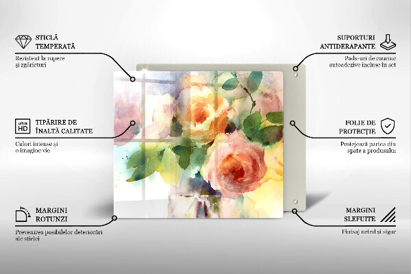 Cache plaque de cuisson Fleurs peintes