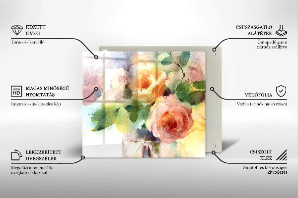 Cache plaque de cuisson Fleurs peintes