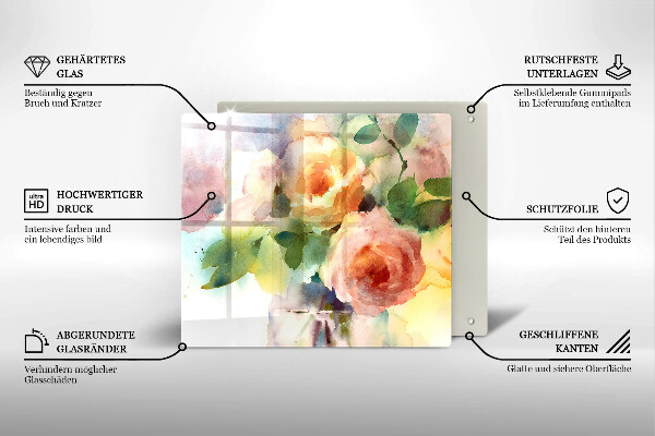 Cache plaque de cuisson Fleurs peintes