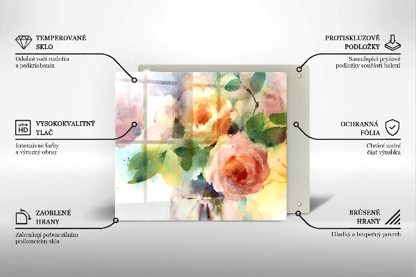 Cache plaque de cuisson Fleurs peintes