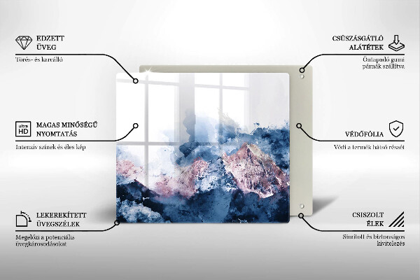 Protection plaque induction Montagnes peintes abstraites