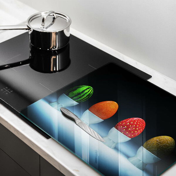 Cache plaque de cuisson Oeufs de fruits abstraits