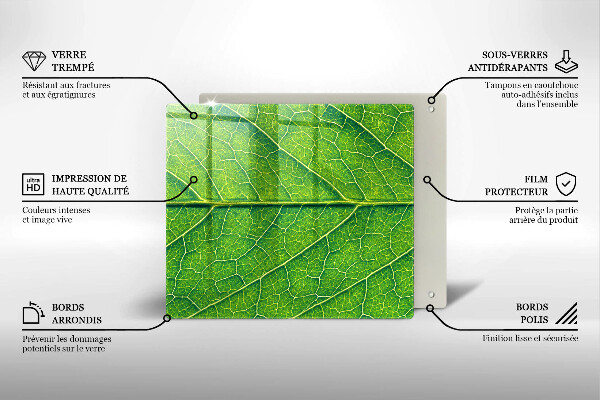 Cache plaque de cuisson Nervures des feuilles naturelles
