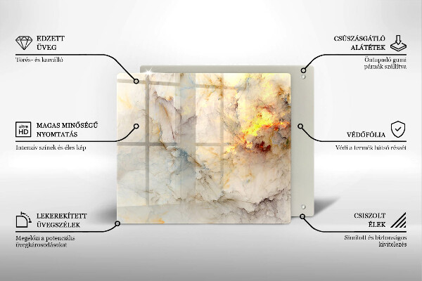 Protection plaque induction Texture de marbre avec de l'or
