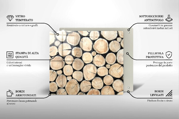 Cache plaque de cuisson Troncs d'arbres en bois