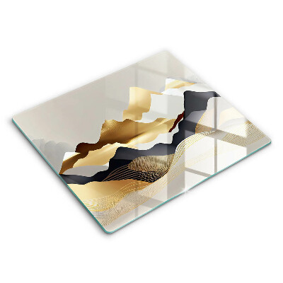 Protection plaque induction Montagnes dorées abstraites