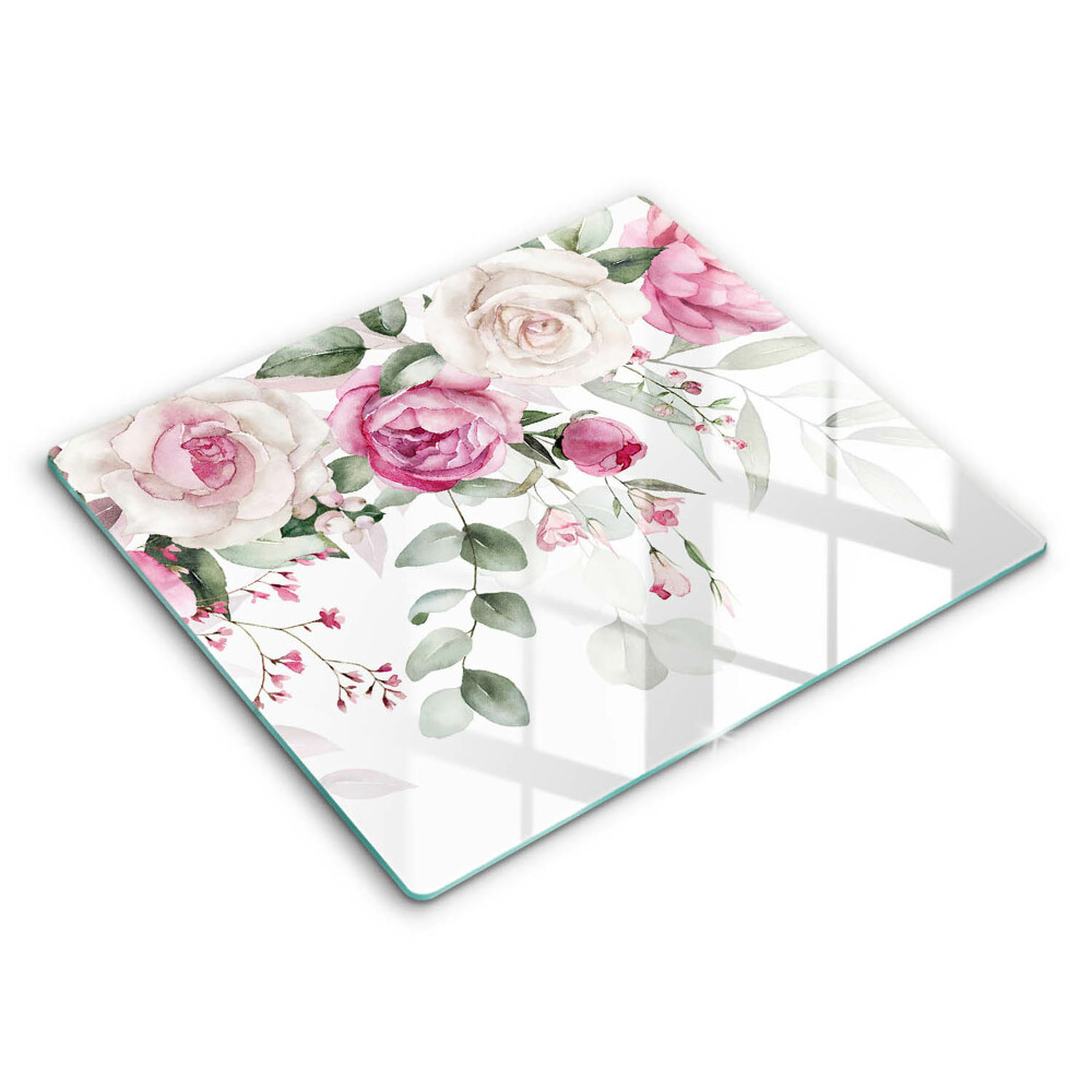 Protection plaque induction Roses aquarelles