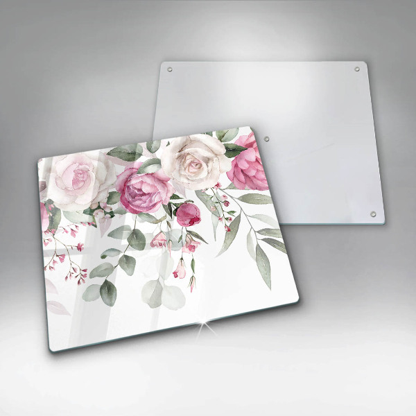 Protection plaque induction Roses aquarelles