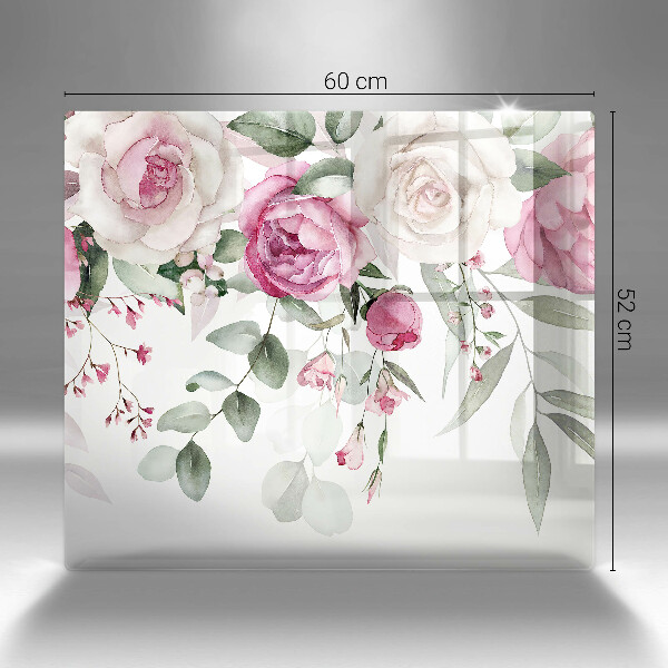 Protection plaque induction Roses aquarelles