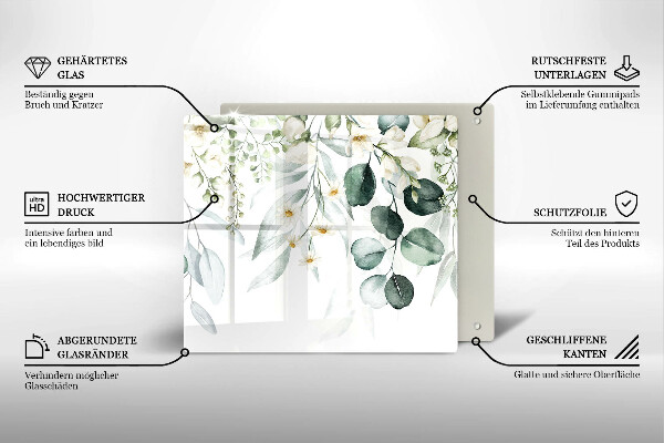 Protection plaque induction Plantes aquarelles