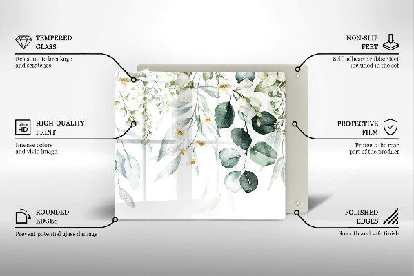 Protection plaque induction Plantes aquarelles