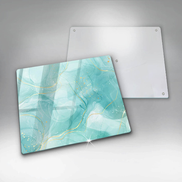 Protection plaque induction Abstraction bleue et dorée