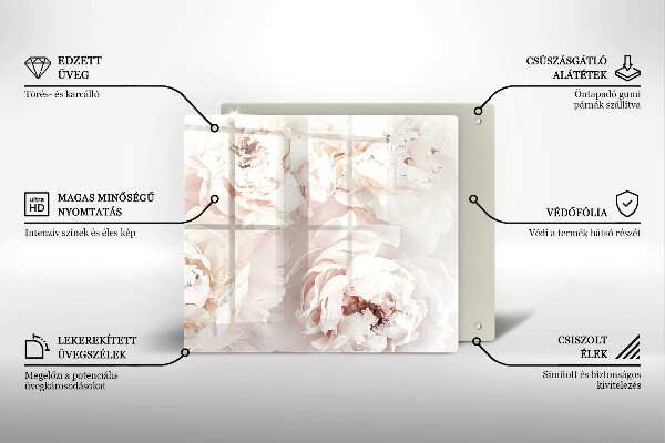 Protection plaque induction Pivoines pastel