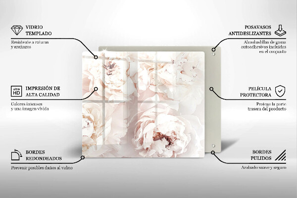 Protection plaque induction Pivoines pastel