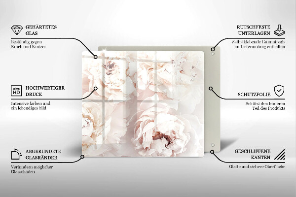 Protection plaque induction Pivoines pastel