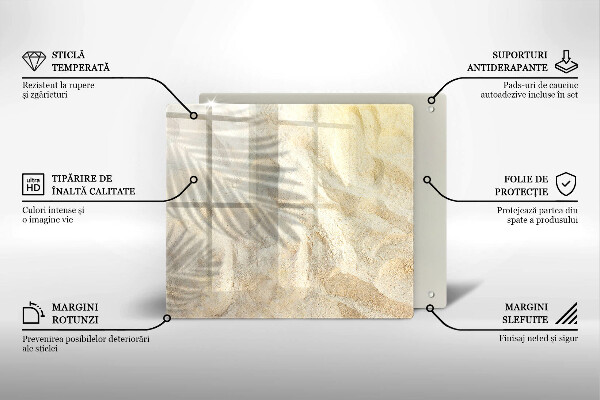 Cache plaque de cuisson Feuilles de palmier et sable
