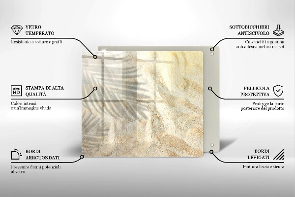 Cache plaque de cuisson Feuilles de palmier et sable