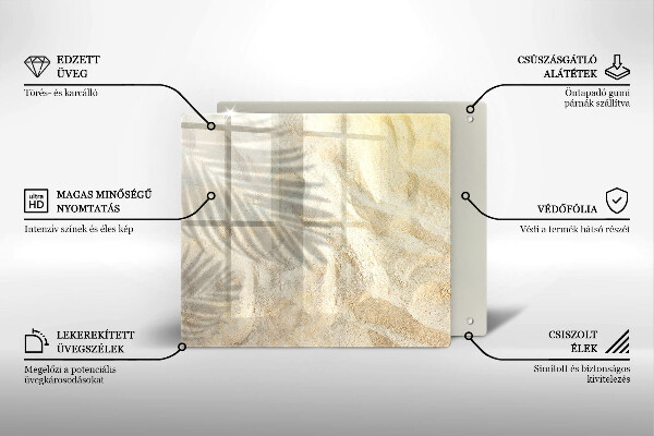 Cache plaque de cuisson Feuilles de palmier et sable