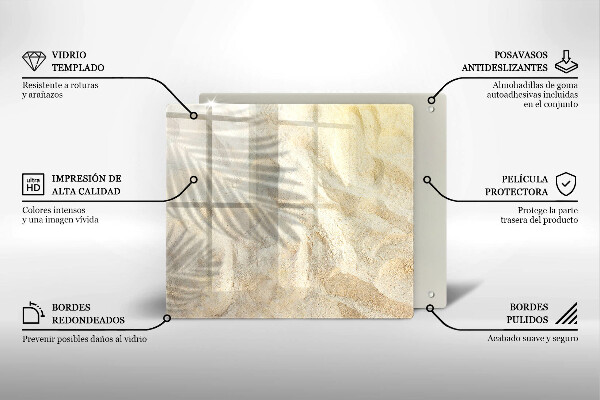 Cache plaque de cuisson Feuilles de palmier et sable