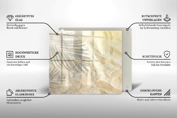 Cache plaque de cuisson Feuilles de palmier et sable