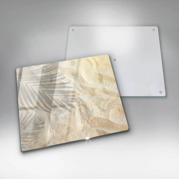 Cache plaque de cuisson Feuilles de palmier et sable