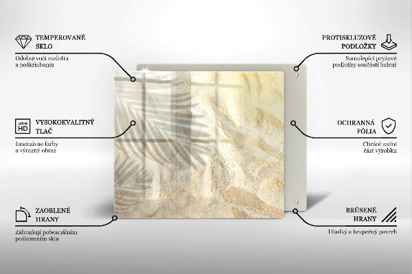 Cache plaque de cuisson Feuilles de palmier et sable