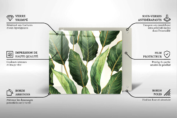 Cache plaque de cuisson Feuilles de banane