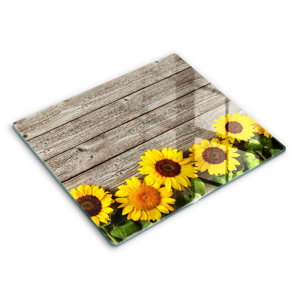 Cache plaque de cuisson Tournesols sur planches