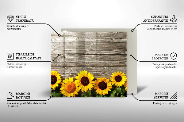 Cache plaque de cuisson Tournesols sur planches
