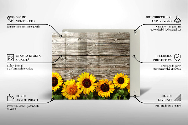 Cache plaque de cuisson Tournesols sur planches