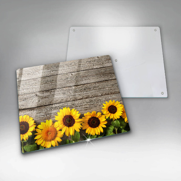 Cache plaque de cuisson Tournesols sur planches
