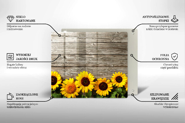 Cache plaque de cuisson Tournesols sur planches