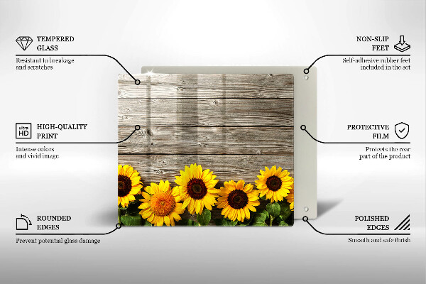 Cache plaque de cuisson Tournesols sur planches