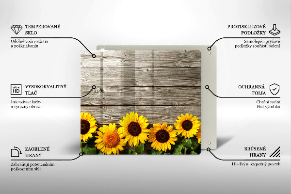 Cache plaque de cuisson Tournesols sur planches